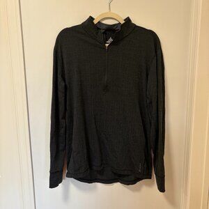 PRANA Men's Breathe Sweater Pullover 1/4 Zip Long Sleeve Black Grey Sz L